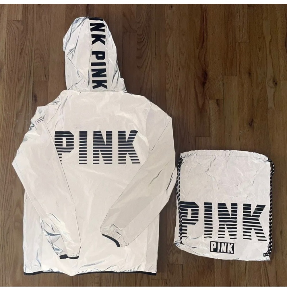 Victoria's Secret PINK Limited Ed 002 Reflective Anorak + Bag/BACKPACK XS/S